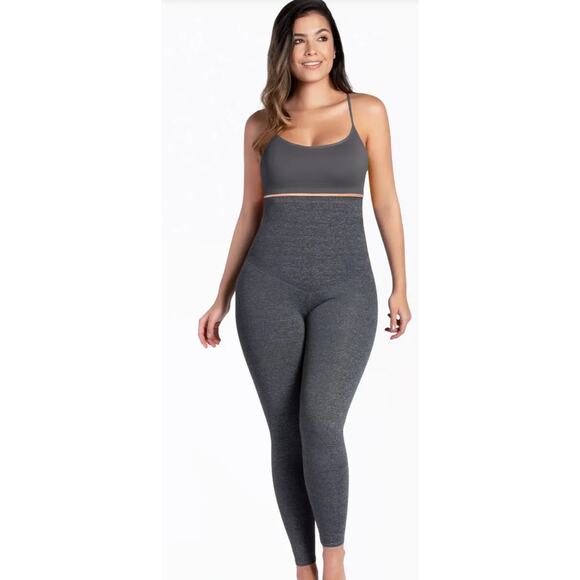 Brand New Curveez Women's Medium Curvy Hi Waist Shaping Leggings Grey - Picture 2 of 14